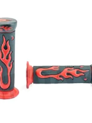 Lenker Griffgummis Griffe Flame schwarz rot Roller Scooter Motorrad Heißes Angebot