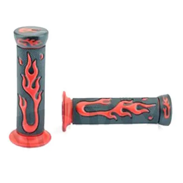 Lenker Griffgummis Griffe Flame schwarz rot Roller Scooter Motorrad Heißes Angebot