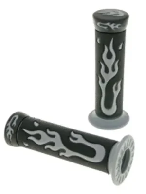 Lenker Griffgummis Griffe Flame schwarz grau Roller Scooter Motorrad Neuheit