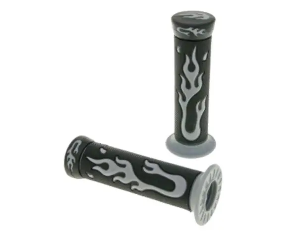 Lenker Griffgummis Griffe Flame schwarz grau Roller Scooter Motorrad Neuheit