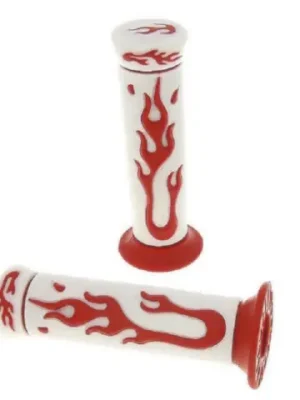Lenker Griffgummis Griffe Flame weiß rot Roller Scooter Motorrad Versand Am Gleichen Tag