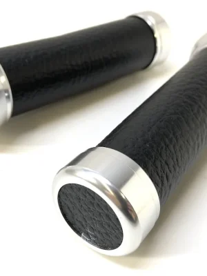 Sonderaktion Lenkergriffe TUNING Griffe Retro schwarz Leder Roller Scooter Motorrad