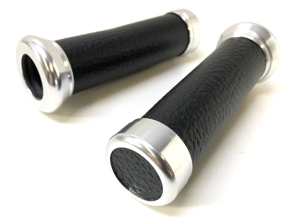 Sonderaktion Lenkergriffe TUNING Griffe Retro schwarz Leder Roller Scooter Motorrad