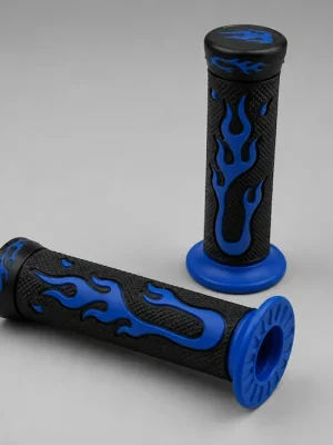 Lenker Griffgummis Griffe Flame schwarz blau Roller Scooter Motorrad Neue Kollektion