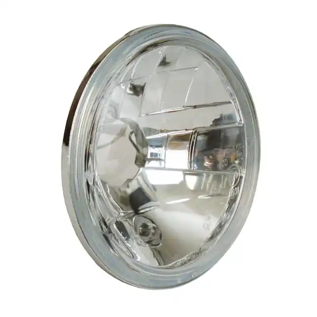 Must-Have 5 3/4" Scheinwerfereinsatz Klarglas Diamond Cut für Harley Davidson mit E-Zeichen
