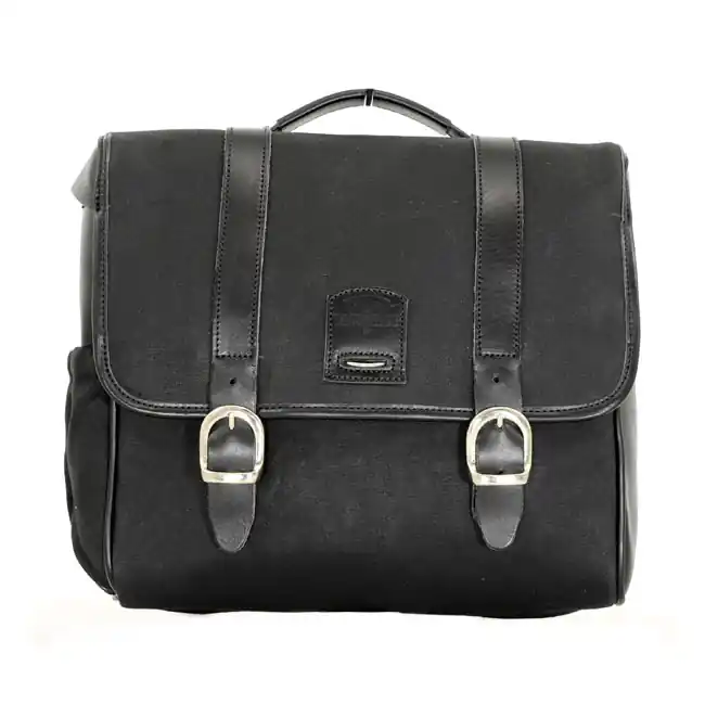 Versand Am Gleichen Tag Longride Satteltasche Classic aus Waxcotton Schwarz, für Harley-Davidson