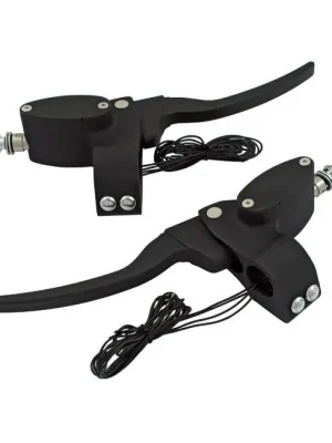 Abverkauf Handbremszylinder & Kupplungszylinder Billet 4 Taster Schwarz f. Harley-Davidson