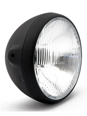 Zertifiziert Scheinwerfer 7" British Style, Schwarz, für Harley - Davidson mit E-Prüfzeichen