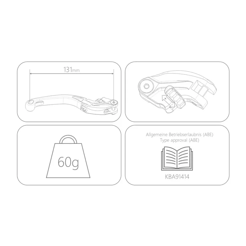 Aktuell MG Biketec ClubSport Bremshebel Einzeln kurz klappbar mit ABE - D - A - CH passend für Honda CBR 500 R/RA - Modelle (2013-2015)